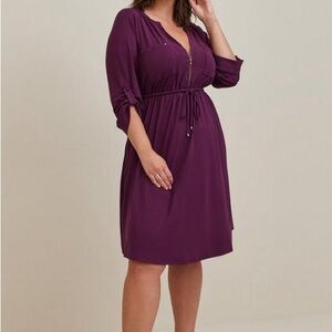 Mini Studio Cupro Zip-Front Shirt Dress Torrid potent purple